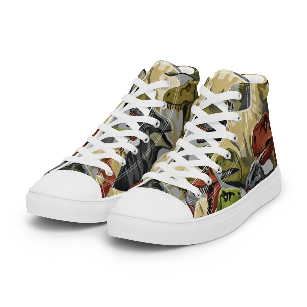 Dino Rumble on Women's High Top Canvas Shoes — Left Front