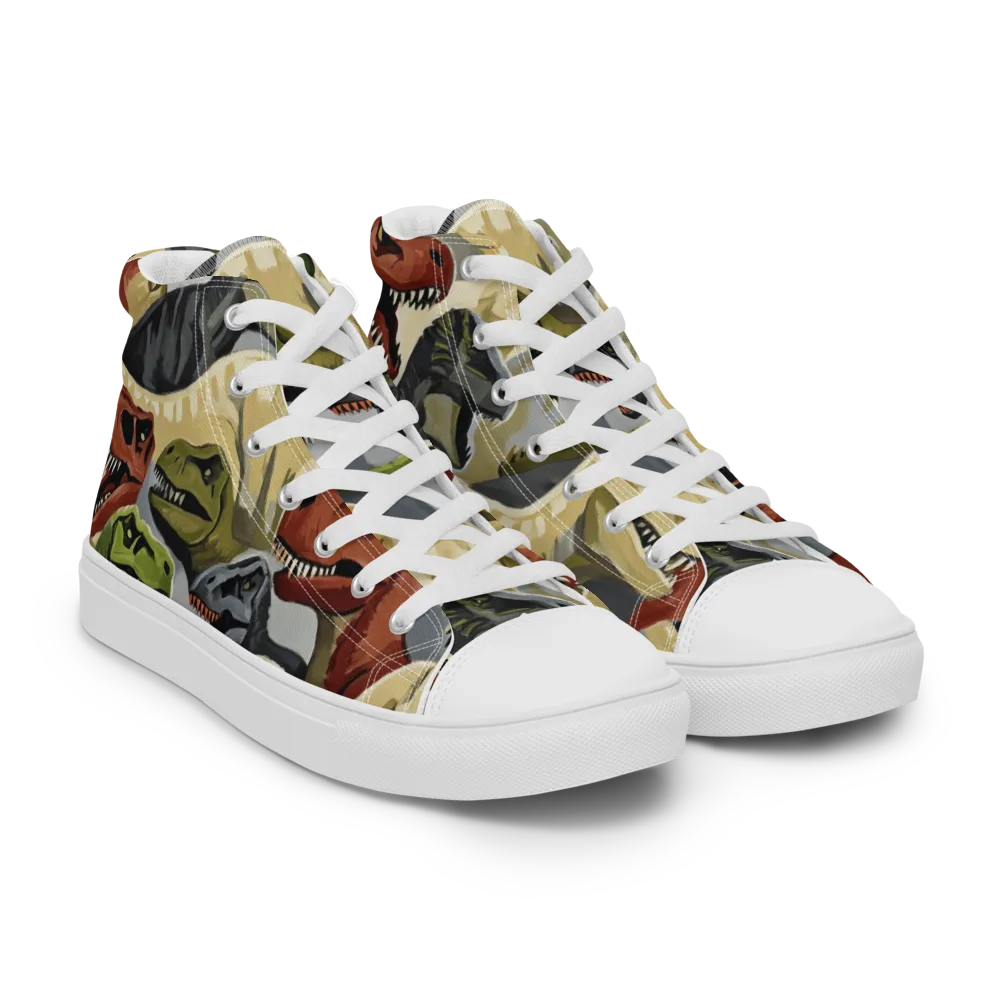Dino Rumble on Women's High Top Canvas Shoes — Right Front