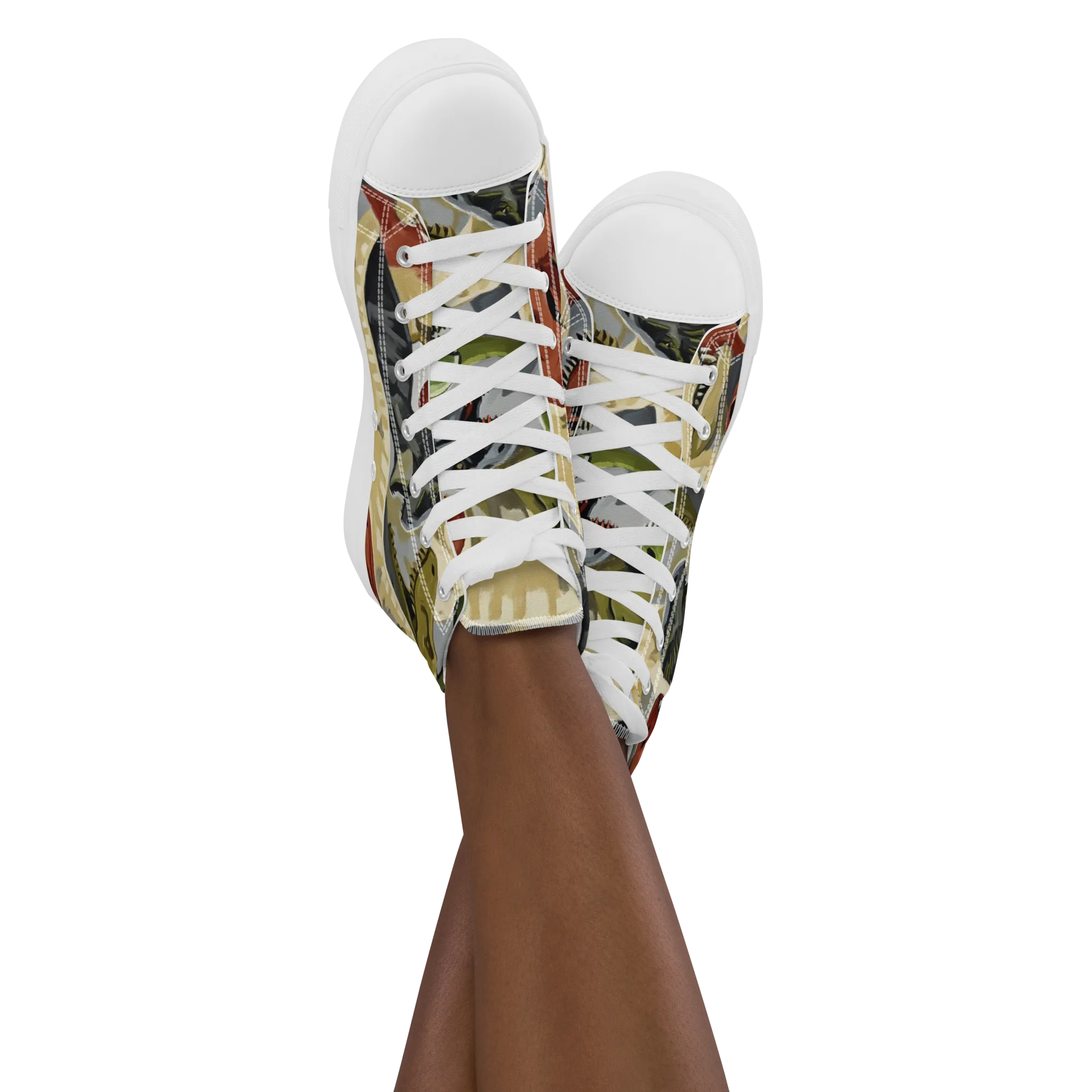 Dino Rumble on Women's High Top Canvas Shoes — Front