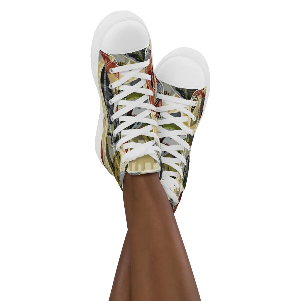 Dino Rumble on Women's High Top Canvas Shoes — Front