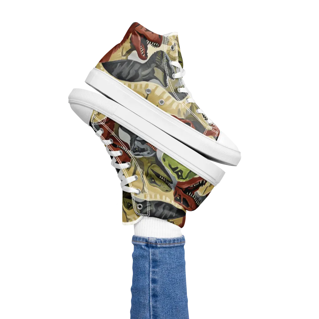 Dino Rumble on Women's High Top Canvas Shoes — Left