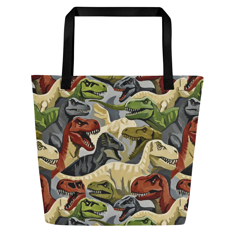 Dino Rumble on Large Tote Bag W/ Pocket — Front