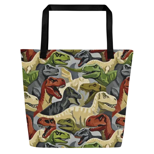Dino Rumble on a Large Tote Bag W/ Pocket