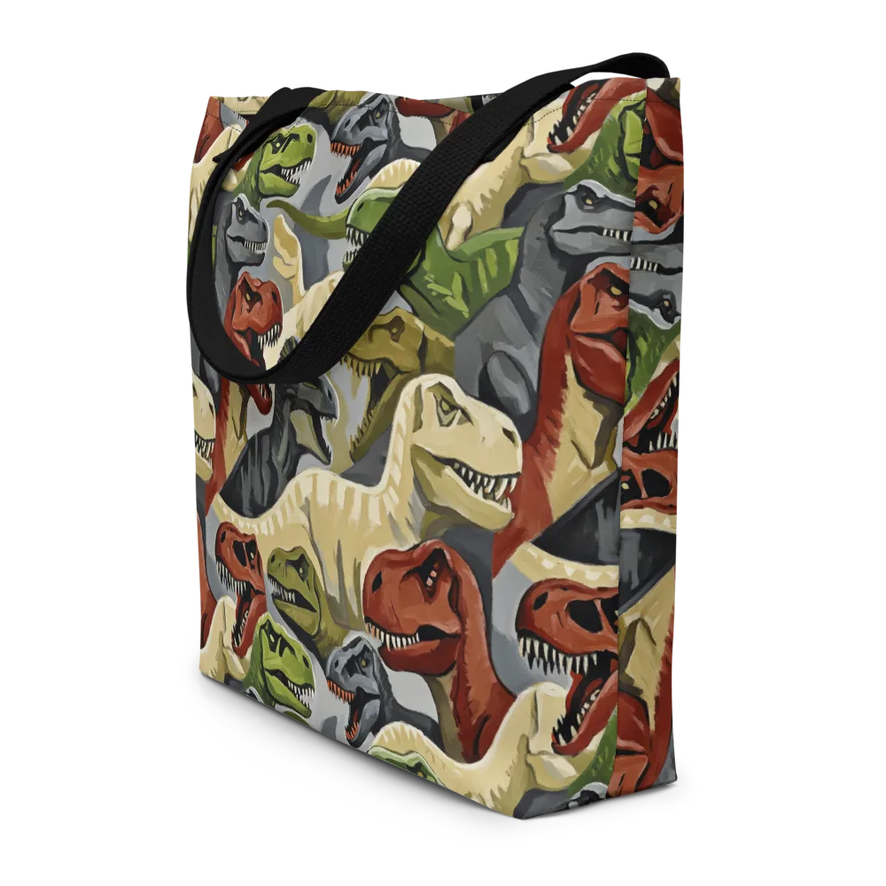 Dino Rumble on Large Tote Bag W/ Pocket — Front