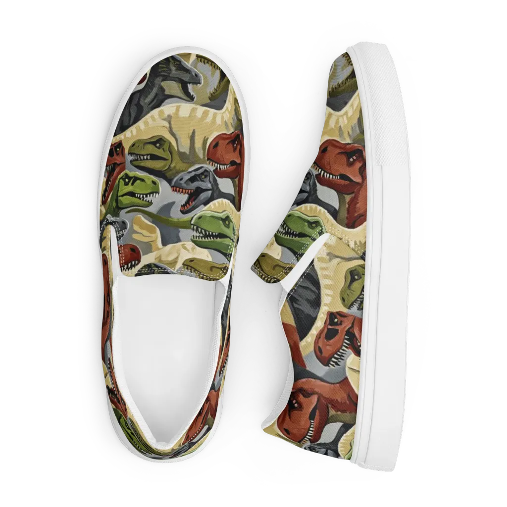 Dino Rumble on Women's Slip-On Canvas Shoes — Front