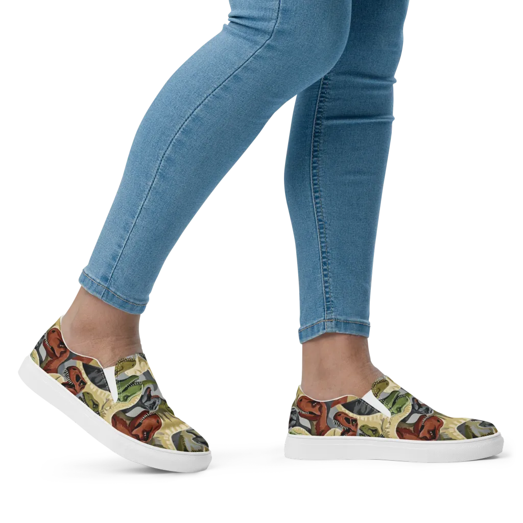 Dino Rumble on Women's Slip-On Canvas Shoes — Right