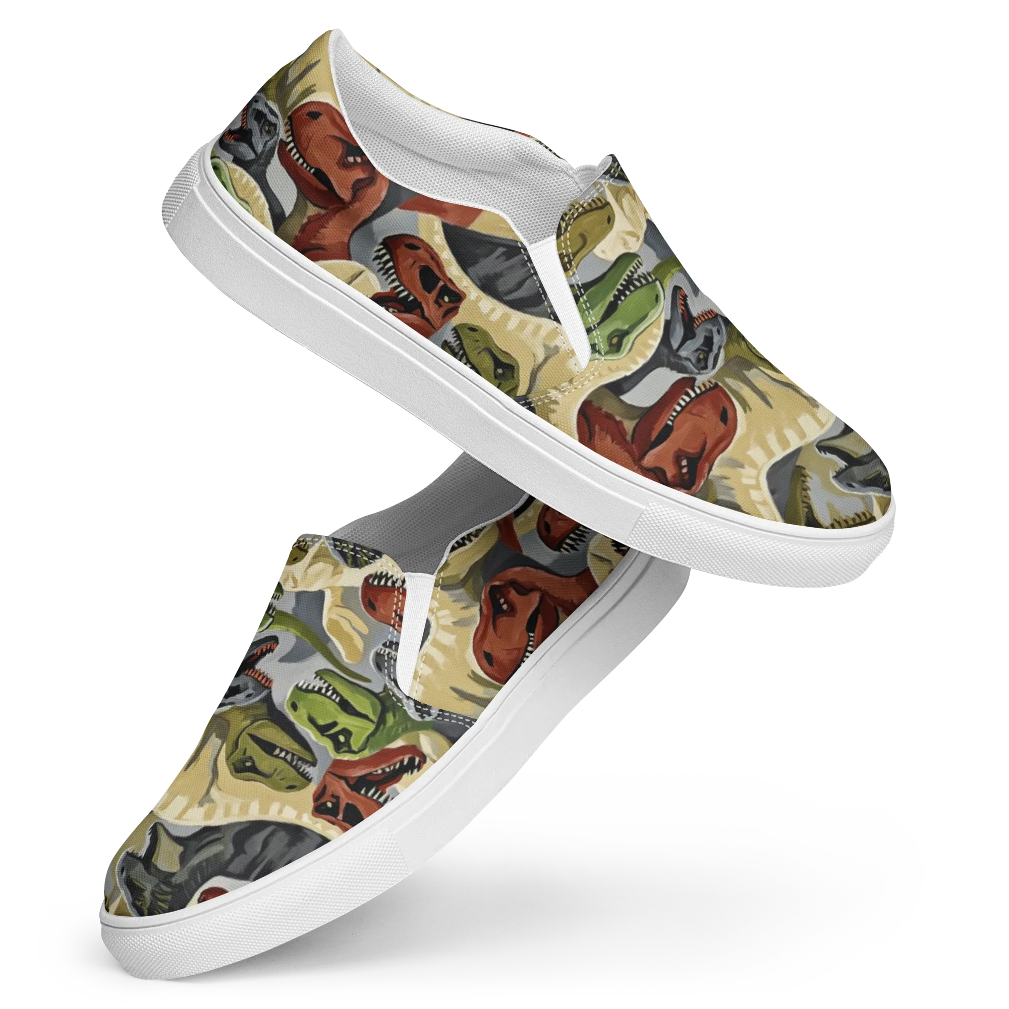 Dino Rumble on Women's Slip-On Canvas Shoes — Front