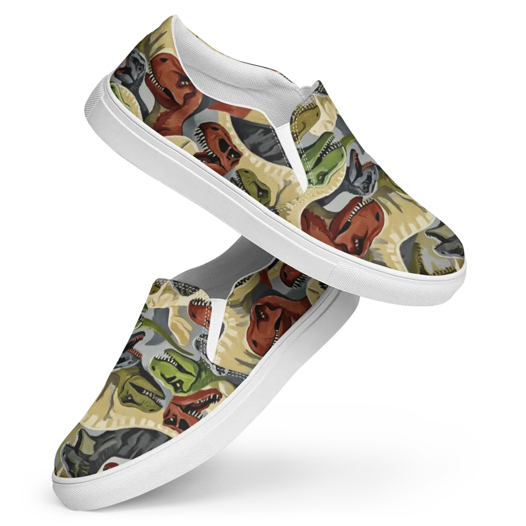 Dino Rumble on Women's Slip-On Canvas Shoes — Front