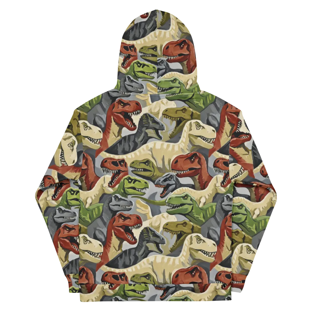 Dino Rumble on Cotton Hoodie — Back