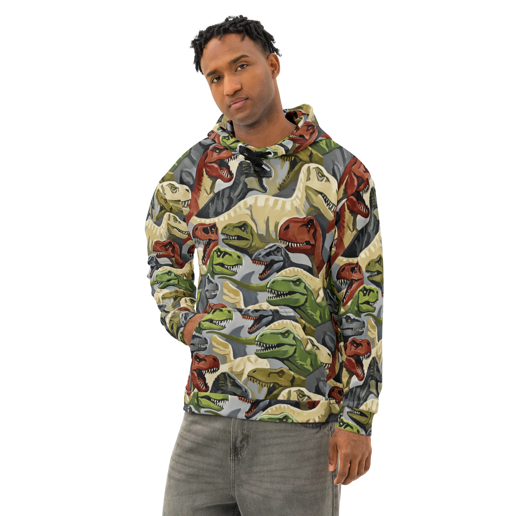 Dino Rumble on Cotton Hoodie — Left Front