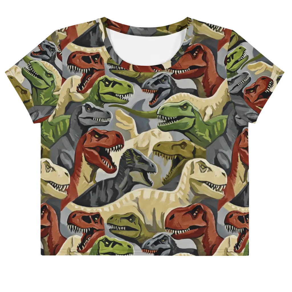 Dino Rumble on Crop Tee — Front