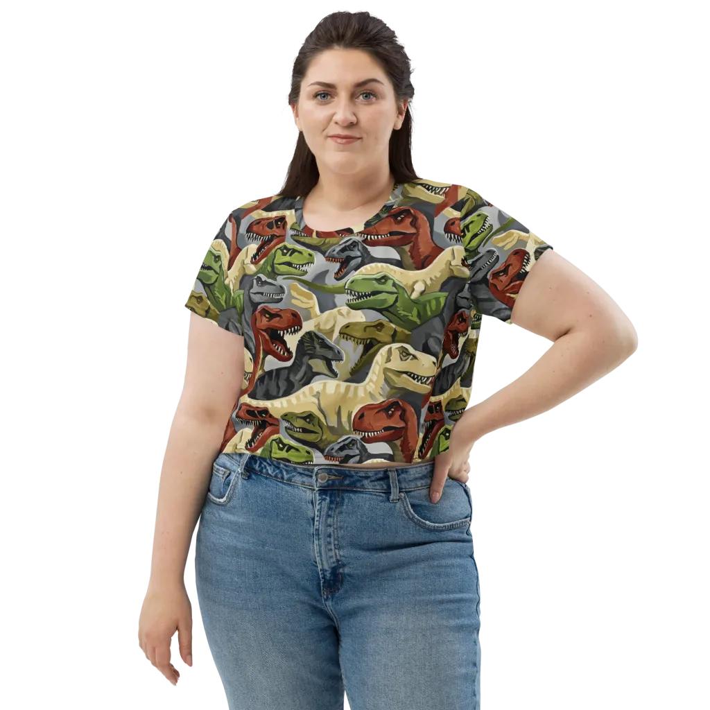 Dino Rumble on Crop Tee — Front