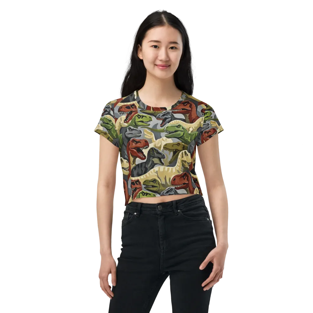 Dino Rumble on Crop Tee — Front
