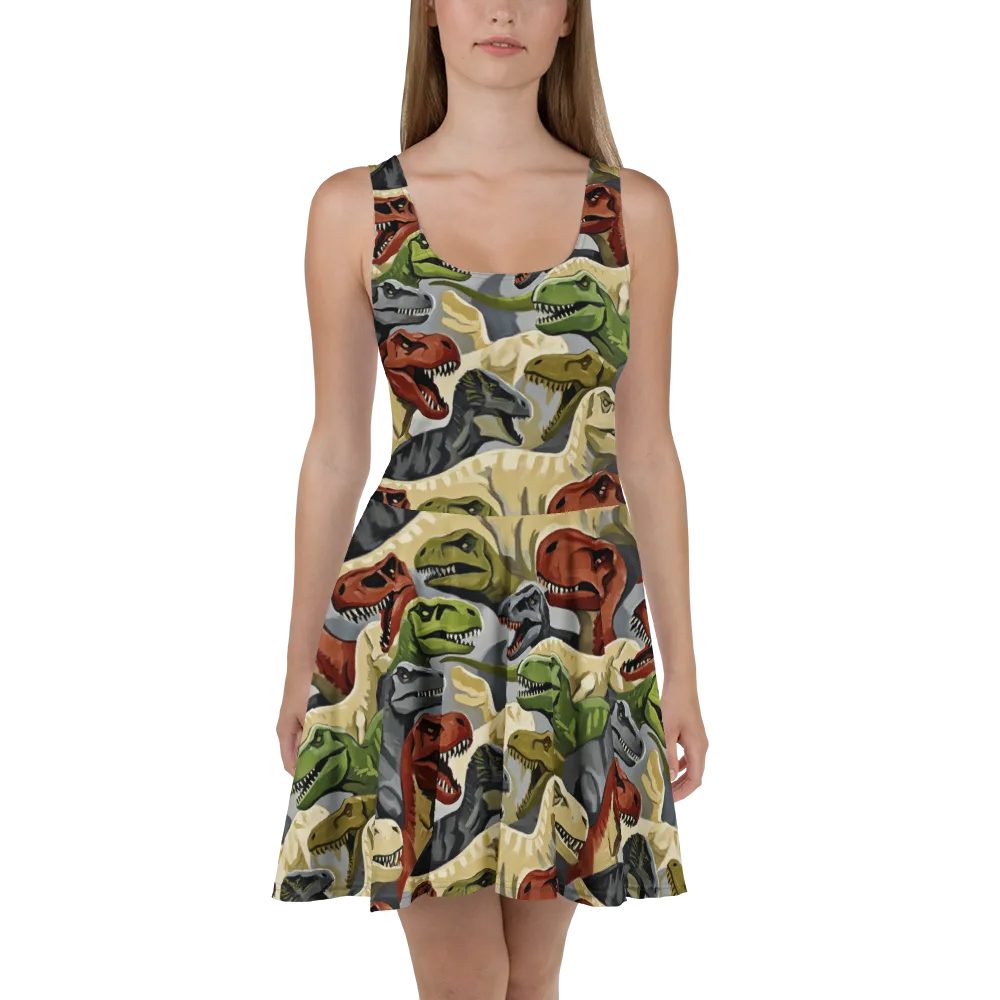 Dino Rumble on Skater Dress — Front