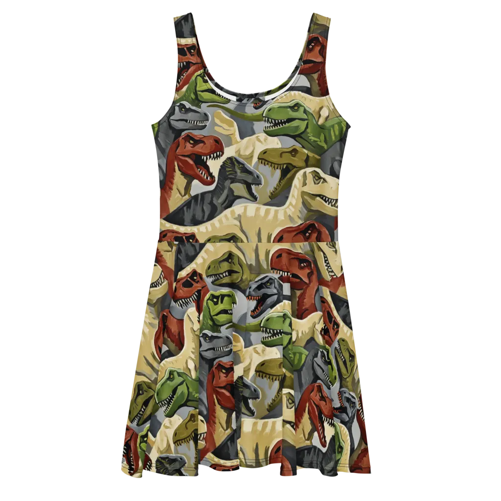 Dino Rumble on Skater Dress — Front