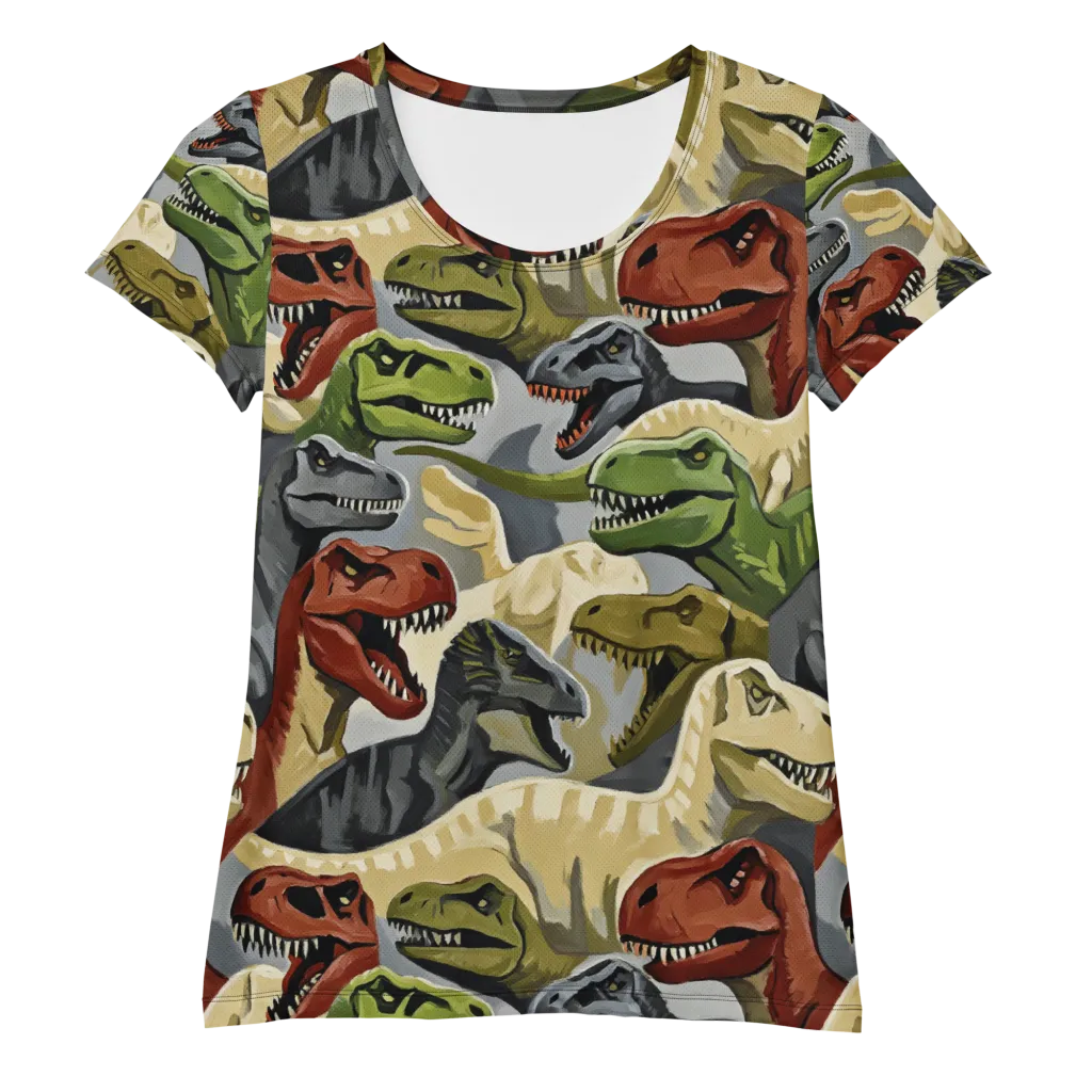 Dino Rumble on Women's Athletic T-Shirt — Front