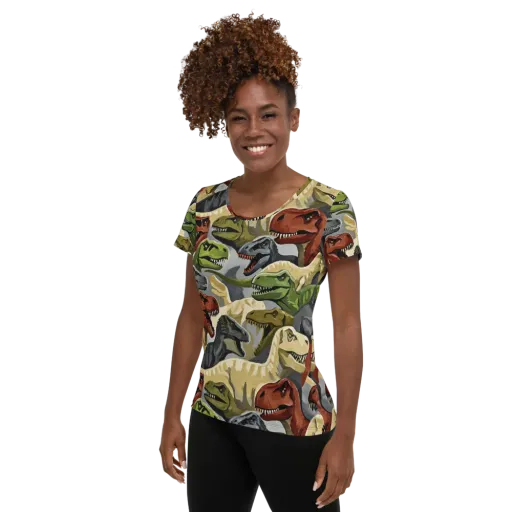 Dino Rumble on a Women's Athletic T-Shirt