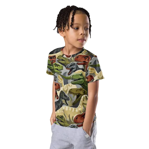 Dino Rumble on a Kids Crew Neck T-Shirt
