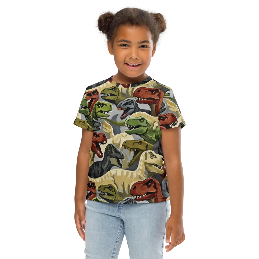 Dino Rumble on Kids Crew Neck T-Shirt — Front