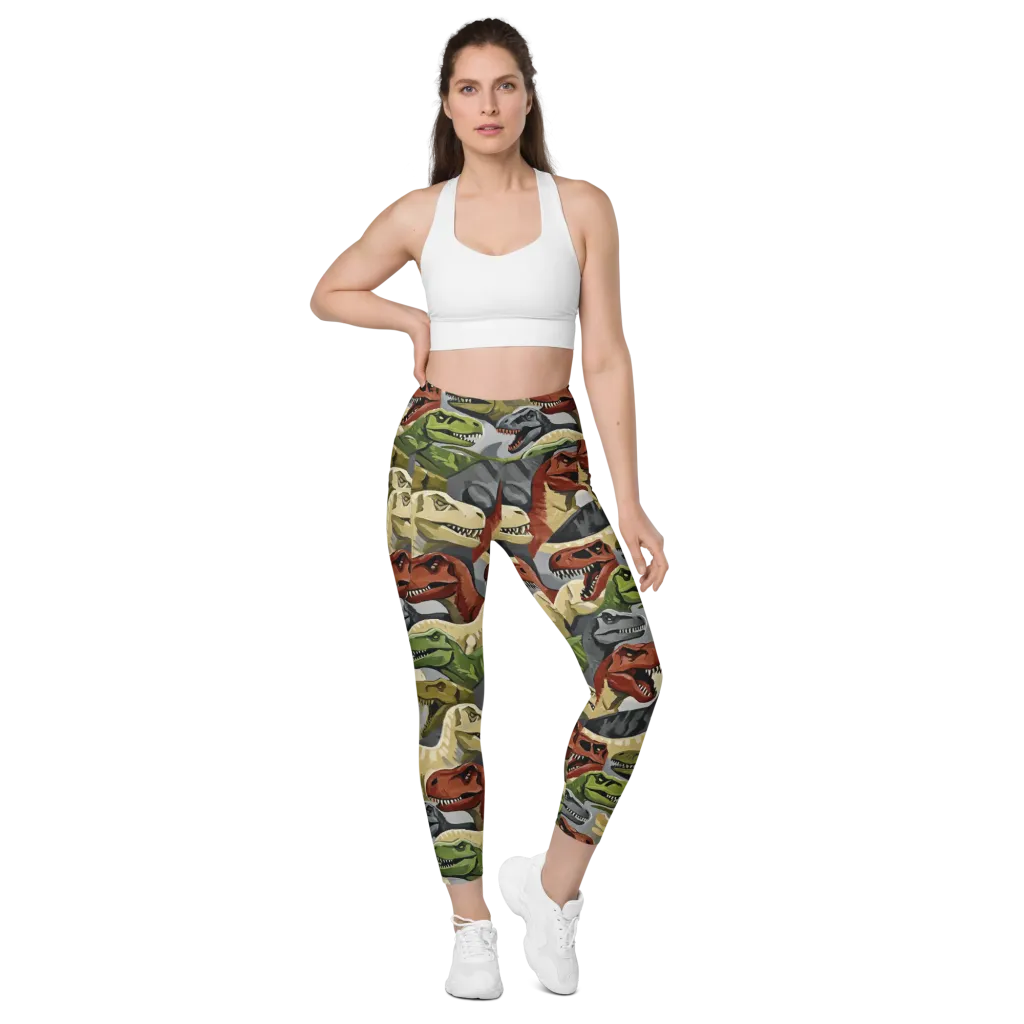 Dino Rumble on Leggings with Pockets — Front
