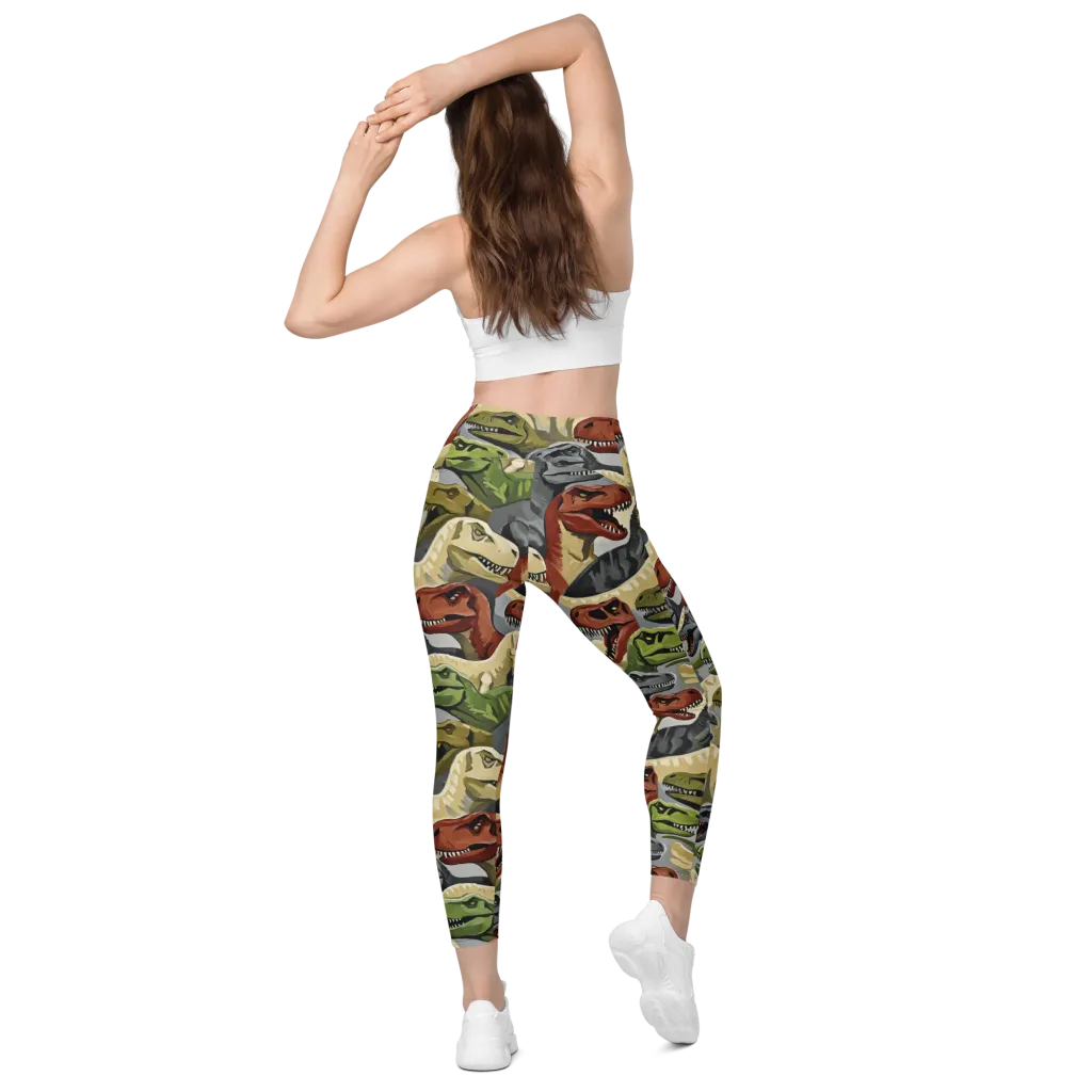 Dino Rumble on Leggings with Pockets — Back