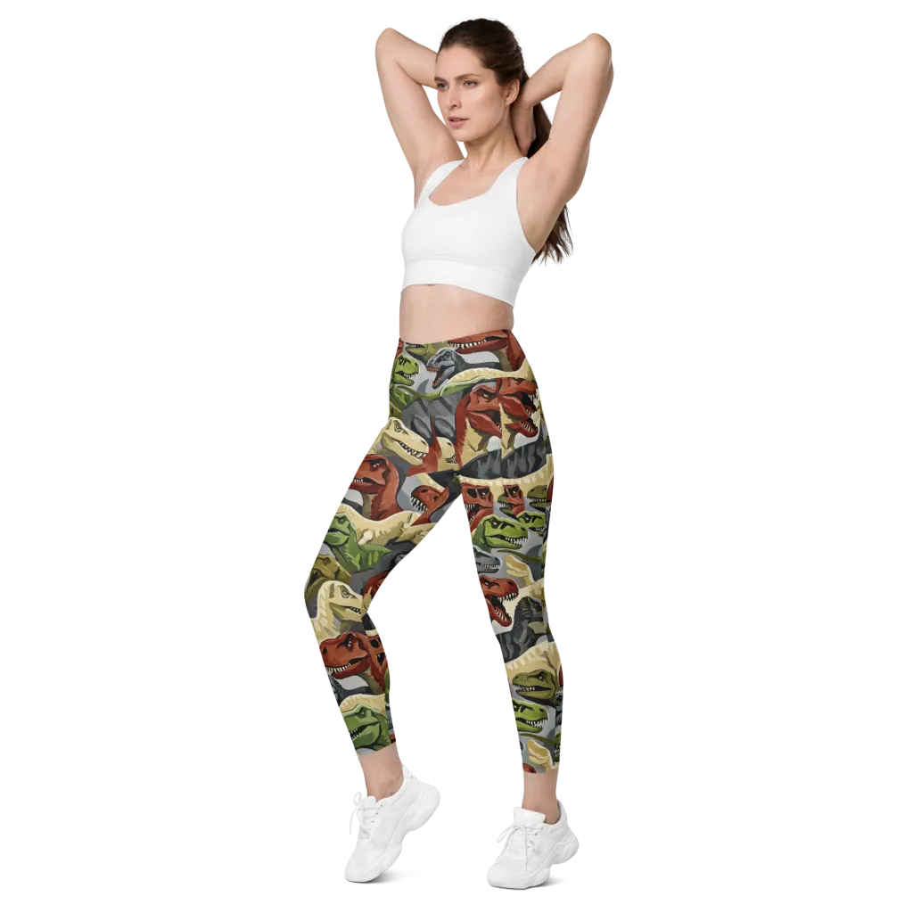 Dino Rumble on Leggings with Pockets — Left Front
