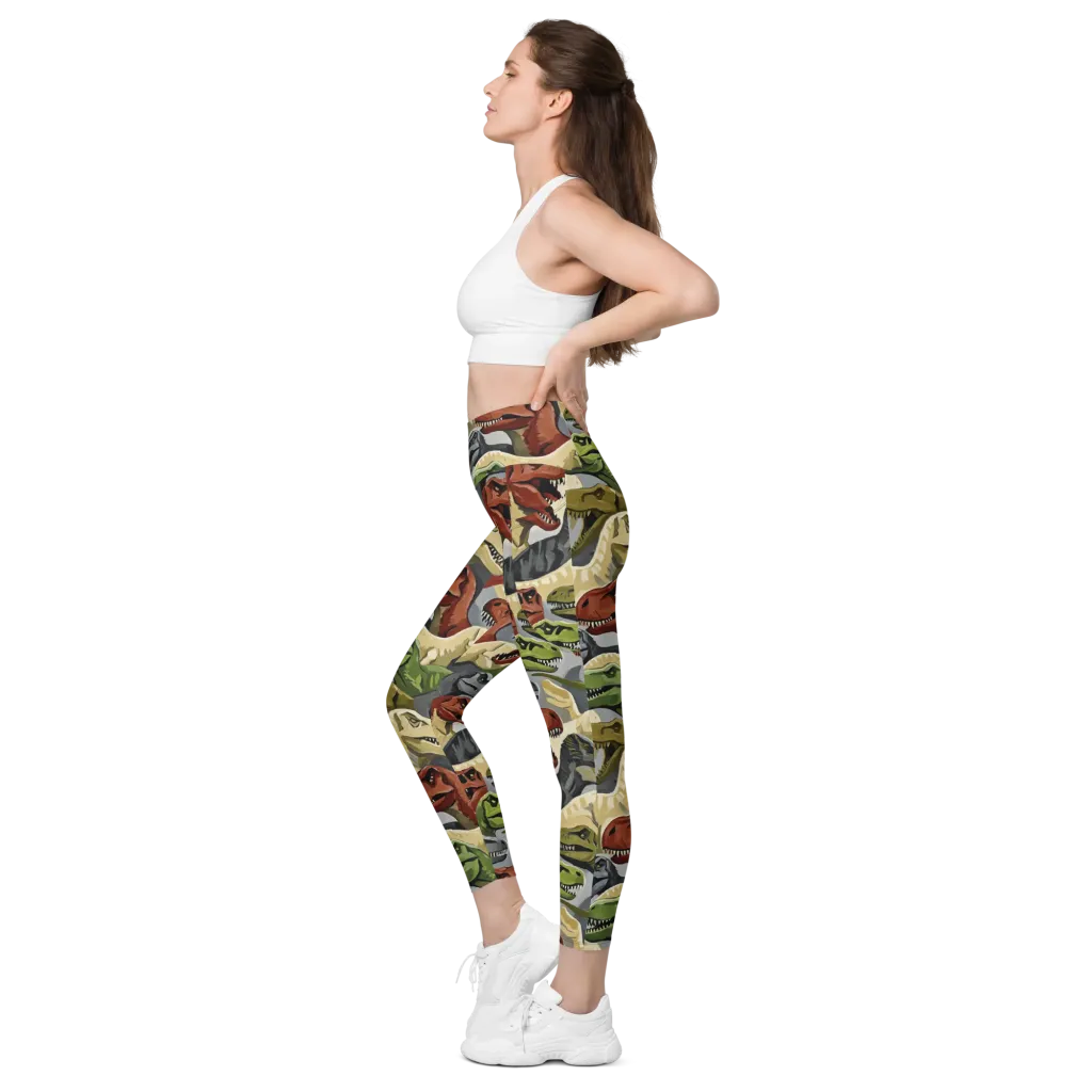 Dino Rumble on Leggings with Pockets — Left