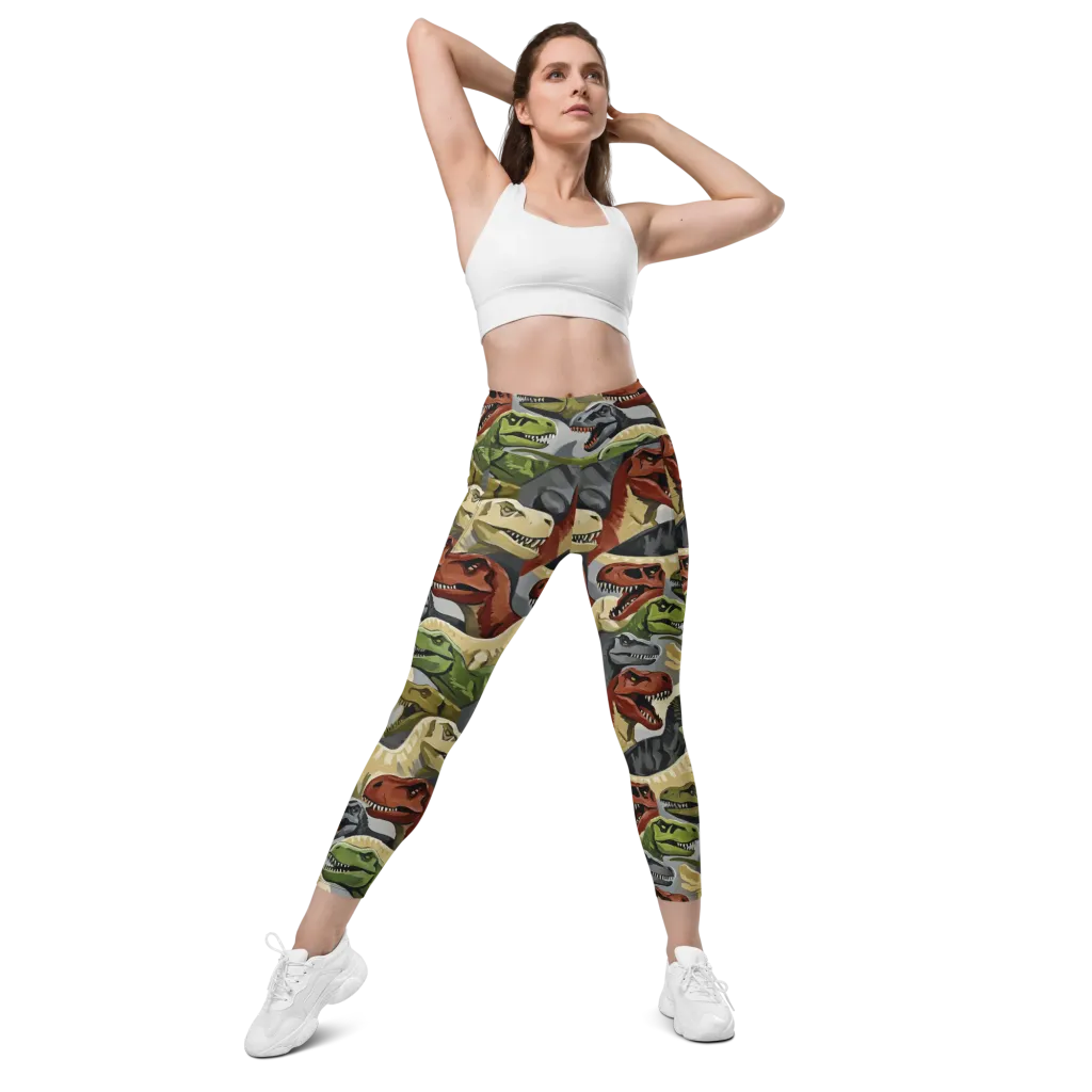 Dino Rumble on Leggings with Pockets — Front