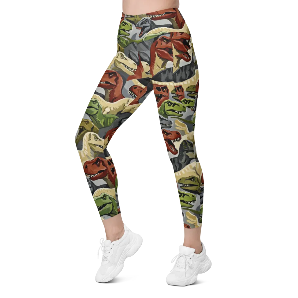 Dino Rumble on Leggings with Pockets — Left Front