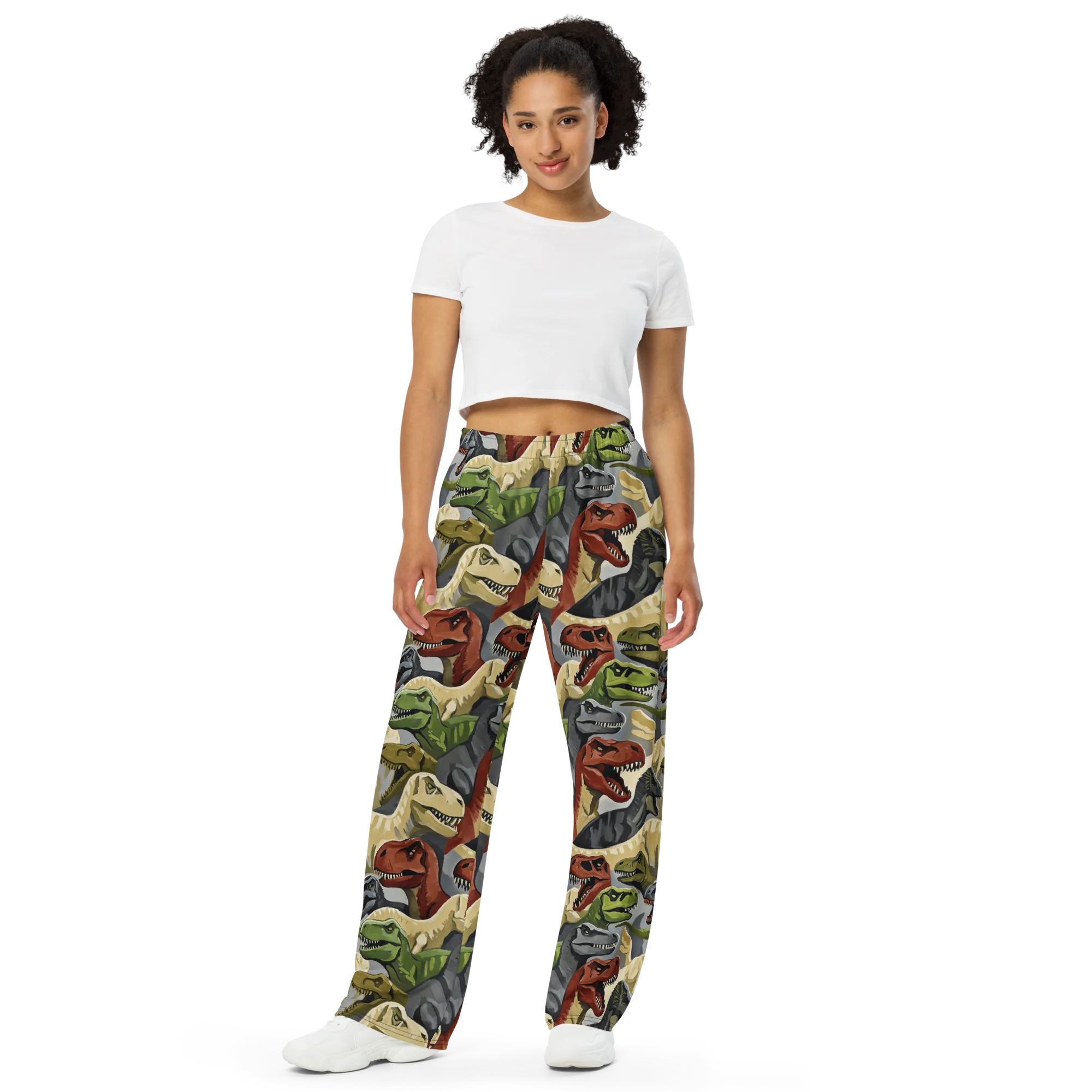 Dino Rumble on Wide-Leg Pants — Front