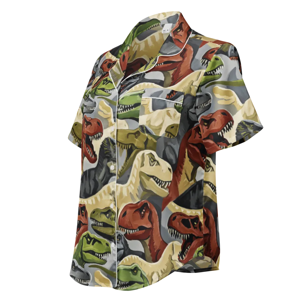 Dino Rumble on Women's Short Sleeve Pajama Top — Left Front