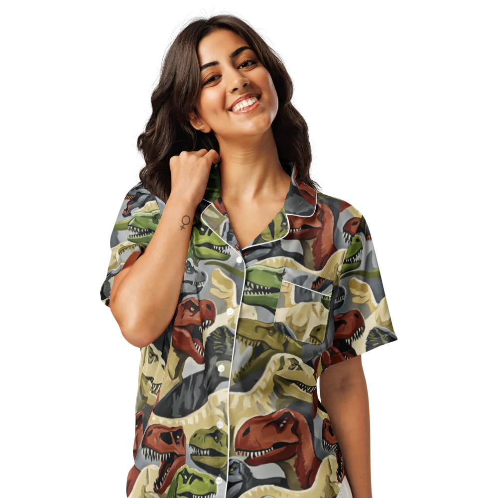 Dino Rumble on Women's Short Sleeve Pajama Top — Front