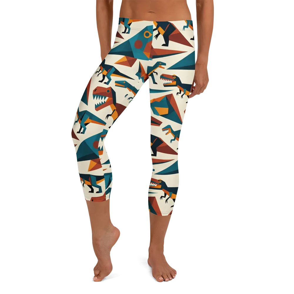 Dino Deco on Capri Leggings — Front