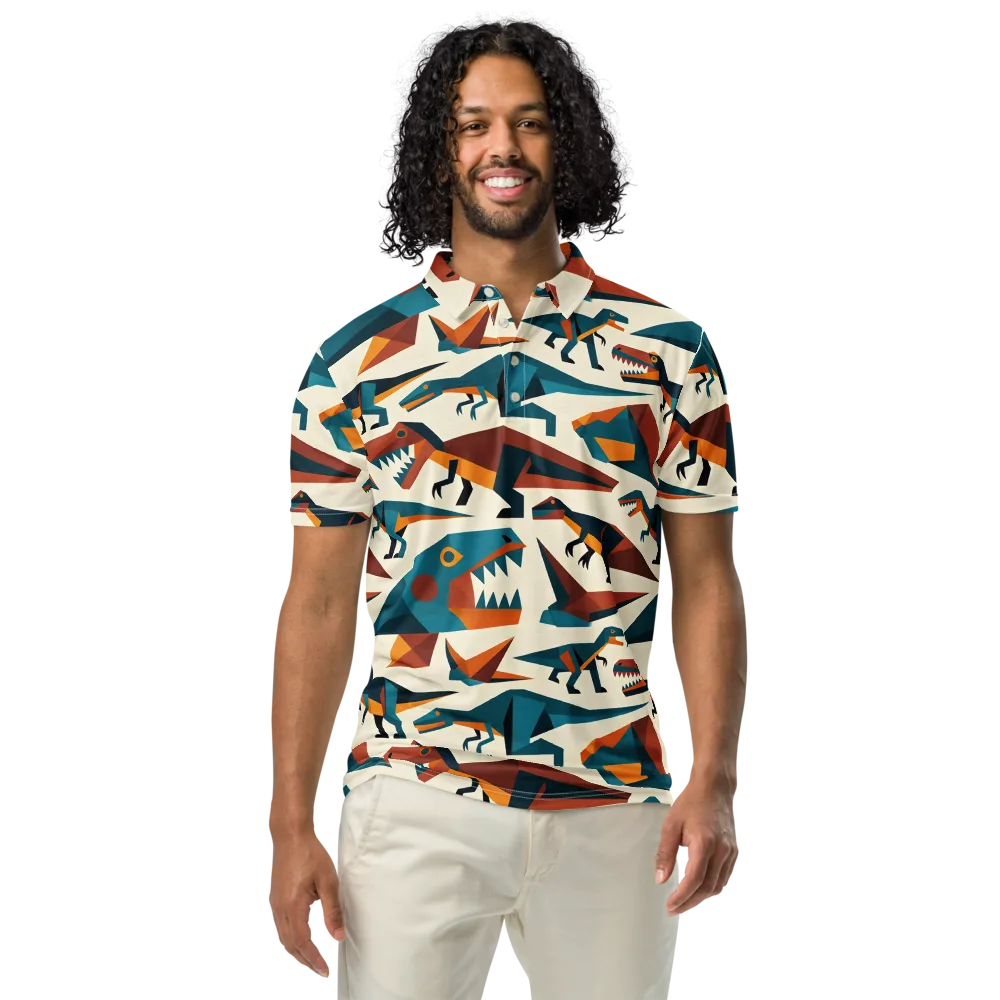 Dino Deco on Men's Slim Fit Polo Shirt — Front
