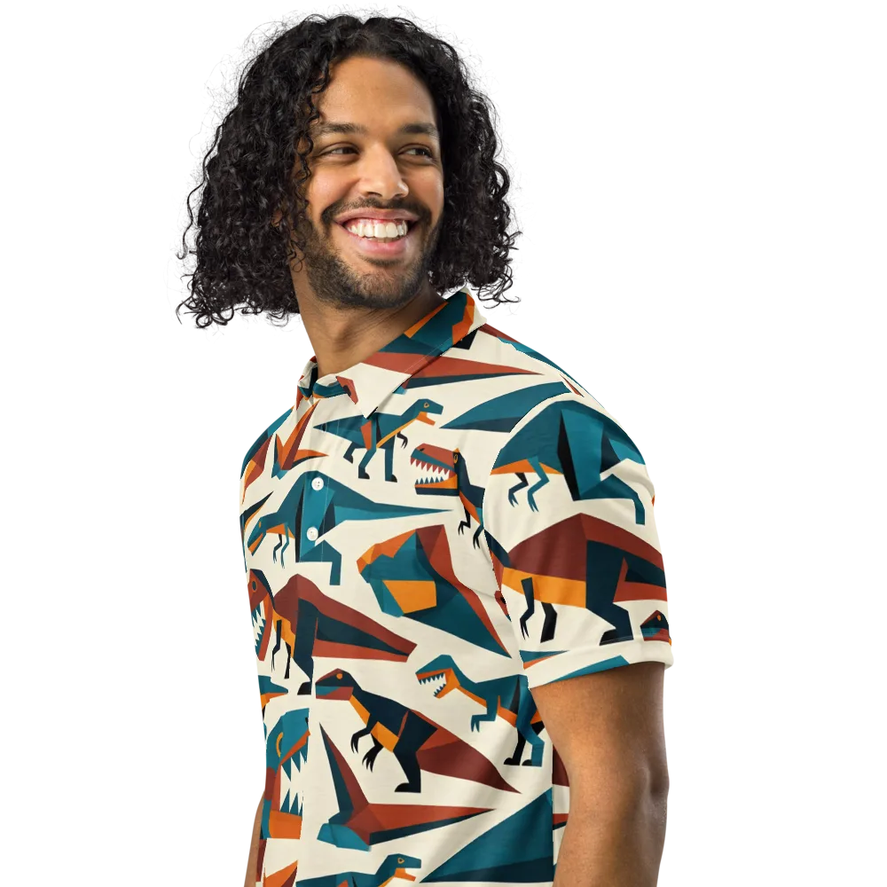 Dino Deco on Men's Slim Fit Polo Shirt — Left Front