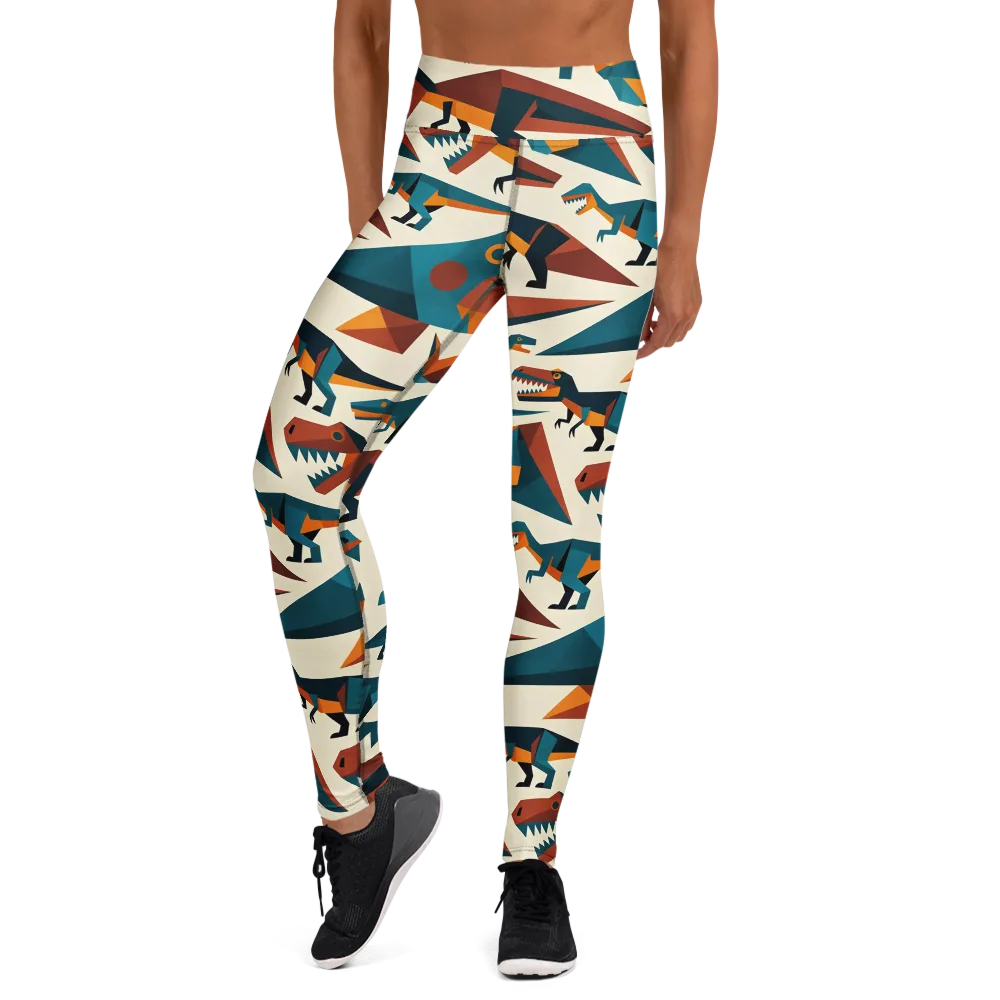 Dino Deco on Yoga Leggings — Front