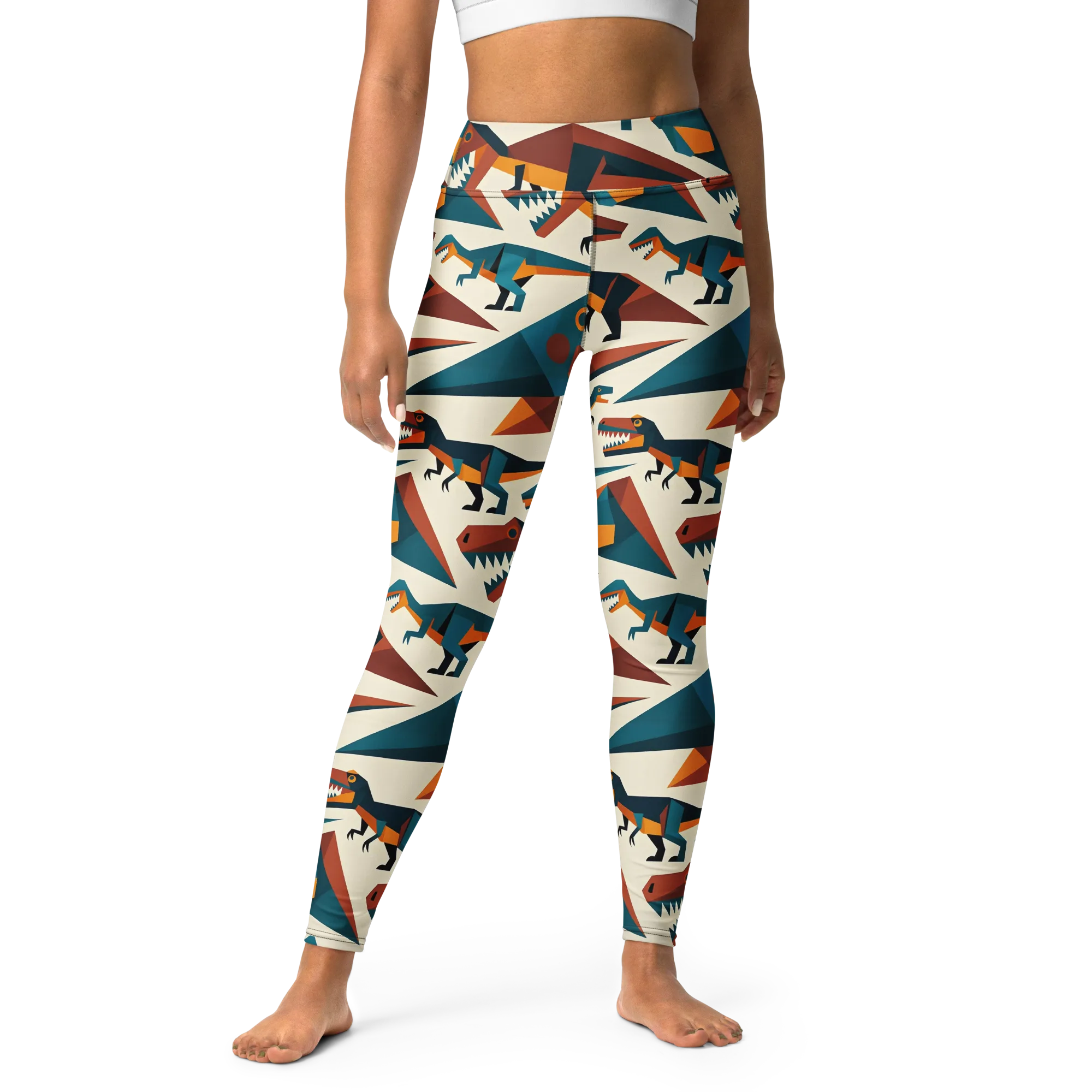 Dino Deco on Yoga Leggings — Front