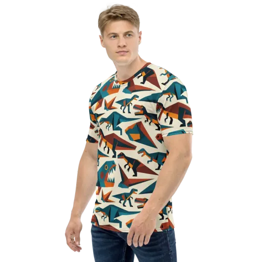 Dino Deco on a Men's Crew Neck T-Shirt