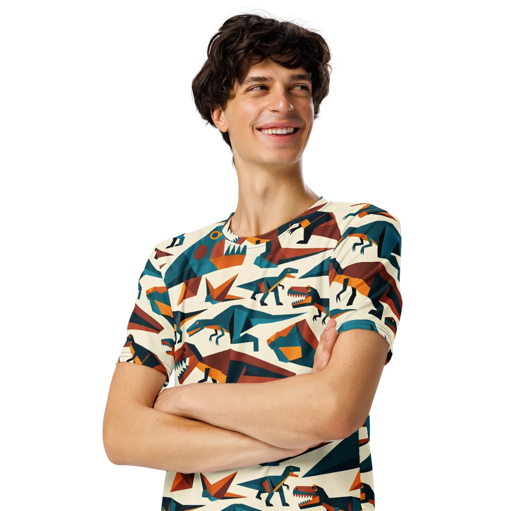Dino Deco on Men's Crew Neck T-Shirt — Left Front