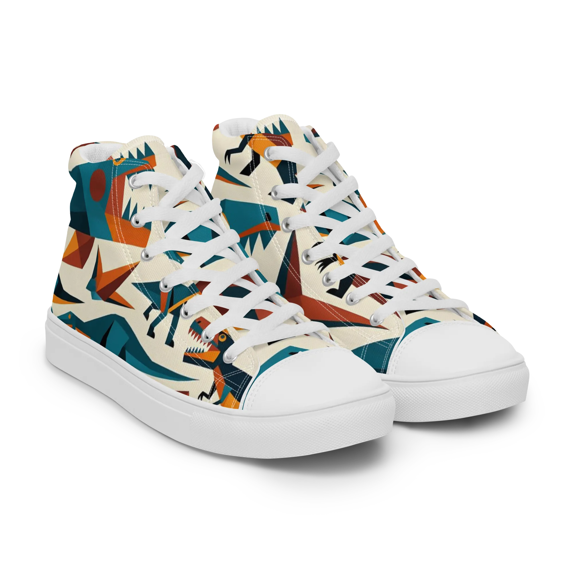 Dino Deco on Men's High Top Canvas Shoes — Right Front