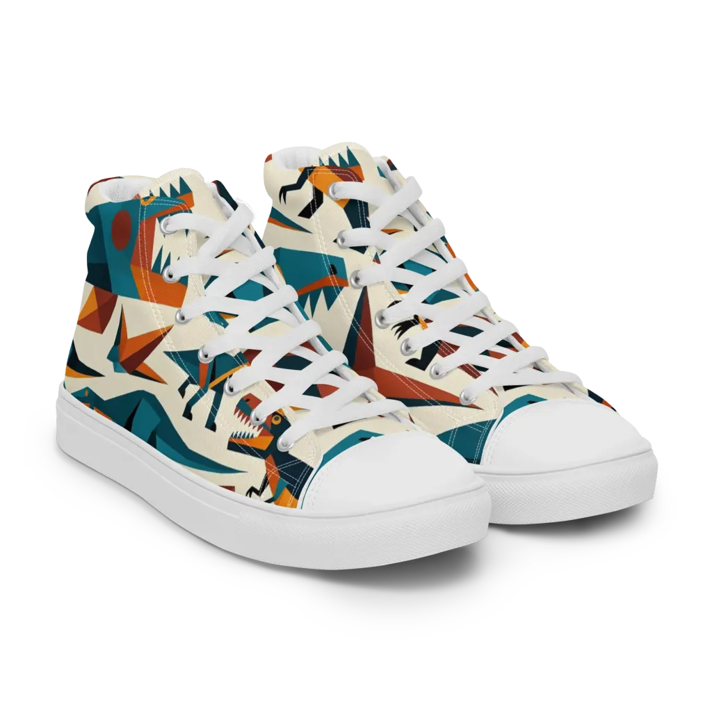 Dino Deco on Men's High Top Canvas Shoes — Right Front