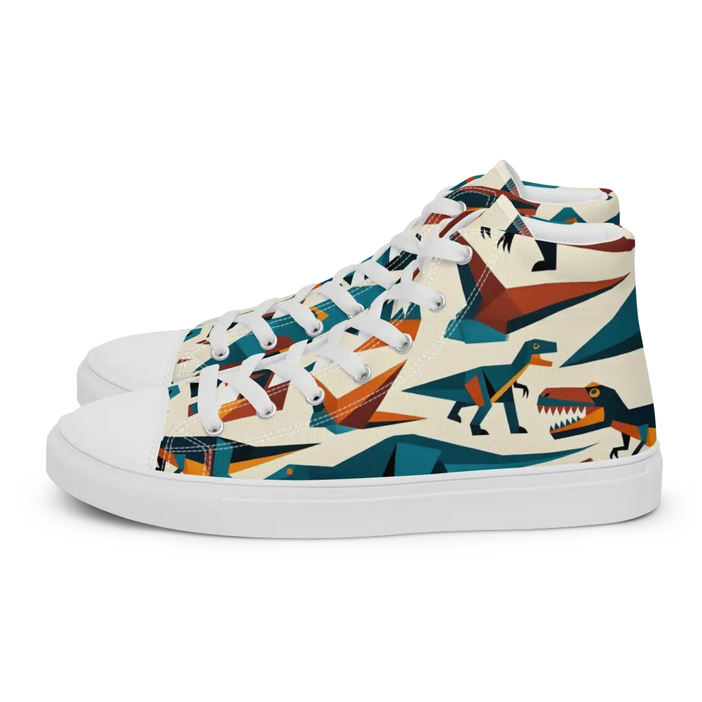 Dino Deco on Men's High Top Canvas Shoes — Left
