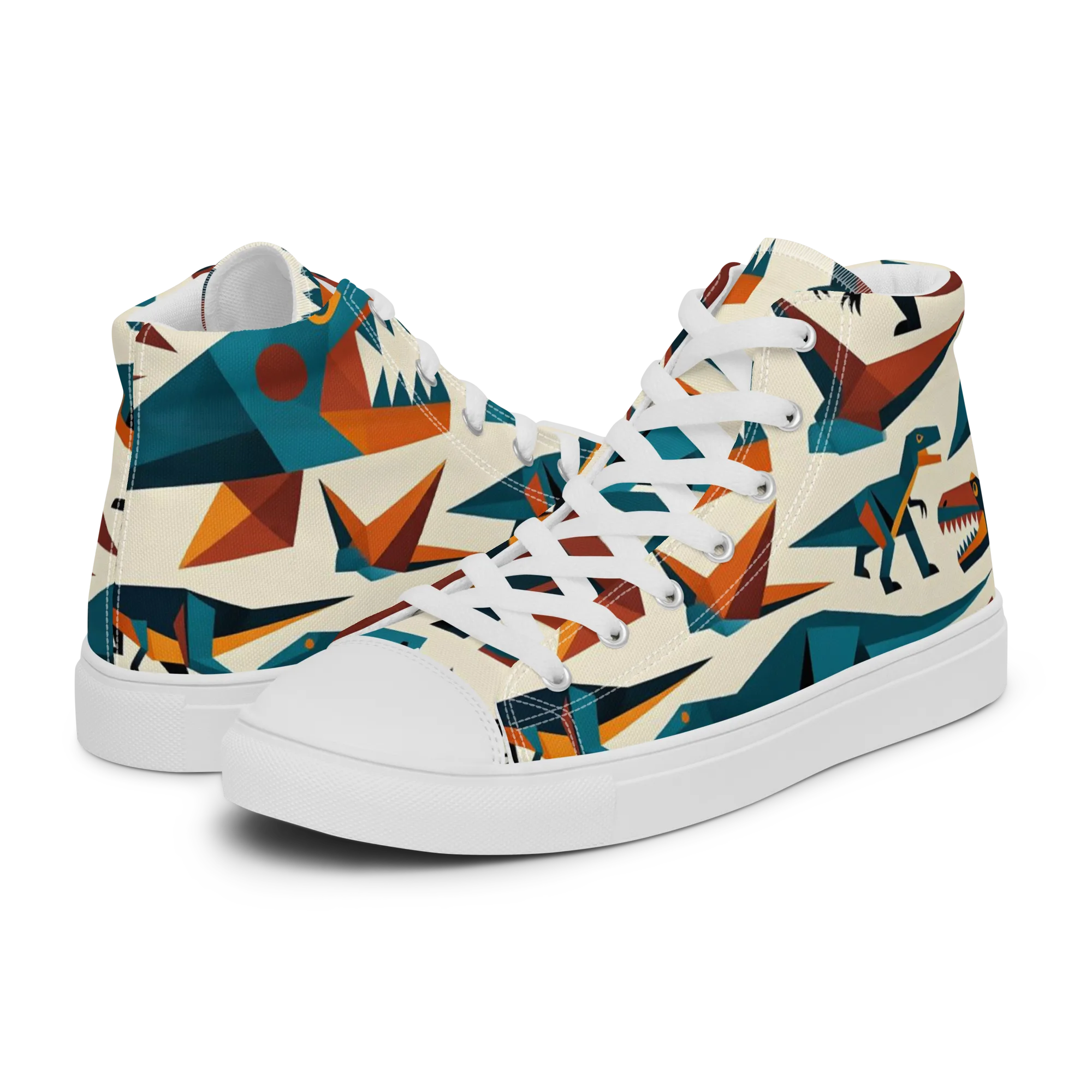 Dino Deco on Men's High Top Canvas Shoes — Left