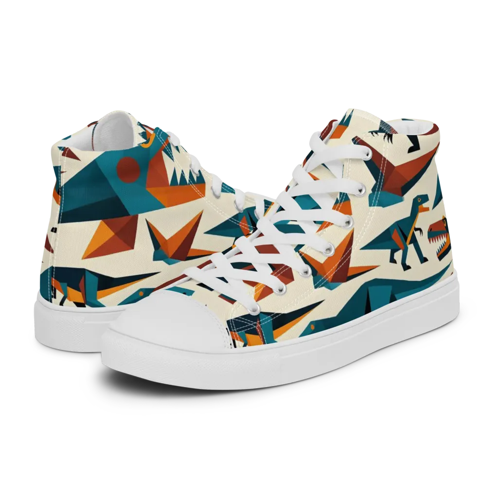 Dino Deco on Men's High Top Canvas Shoes — Left