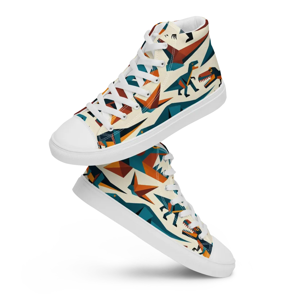 Dino Deco on Men's High Top Canvas Shoes — Front