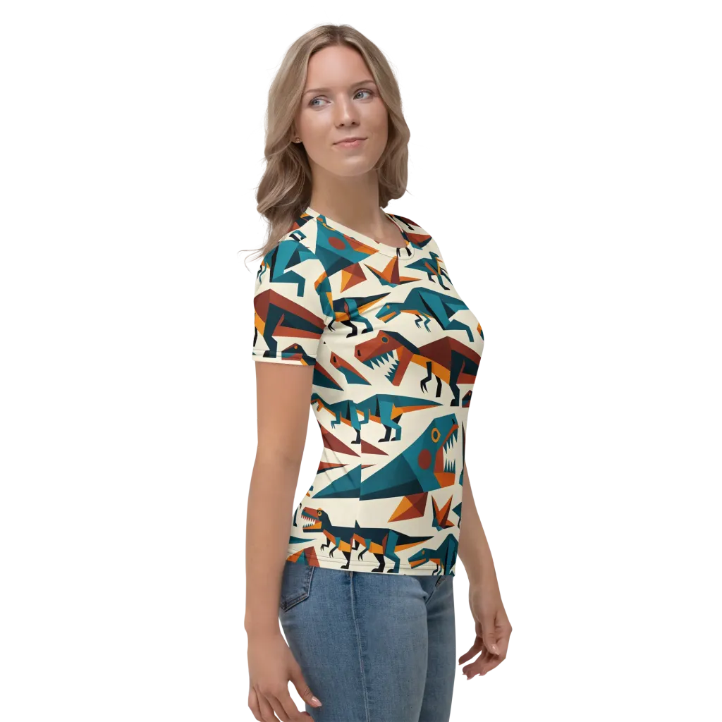 Dino Deco on Women's Crew Neck T-Shirt — Right