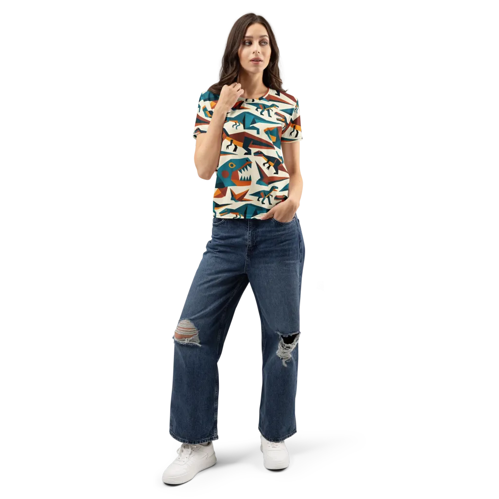 Dino Deco on Women's Crew Neck T-Shirt — Front