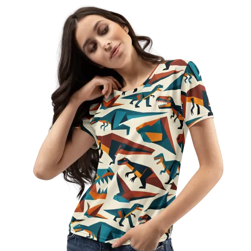 Dino Deco on a Women's Crew Neck T-Shirt