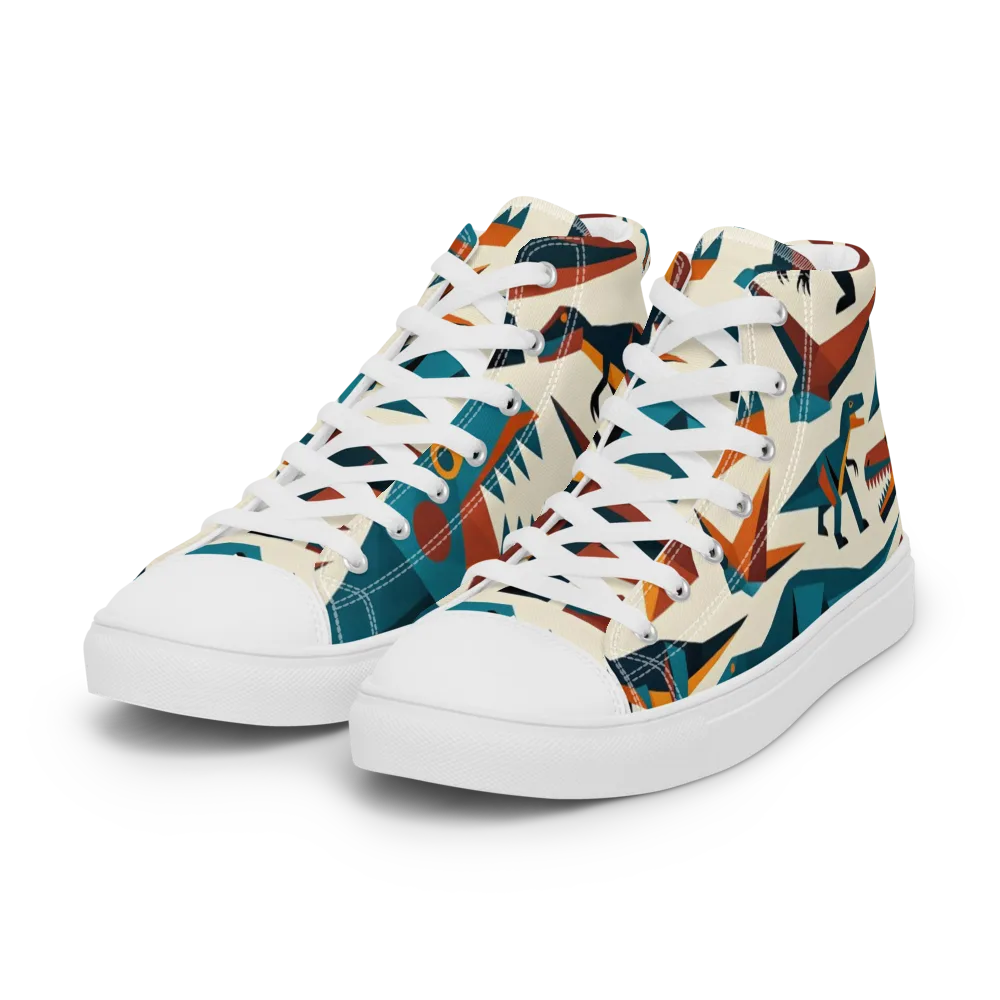 Dino Deco on Women's High Top Canvas Shoes — Left Front