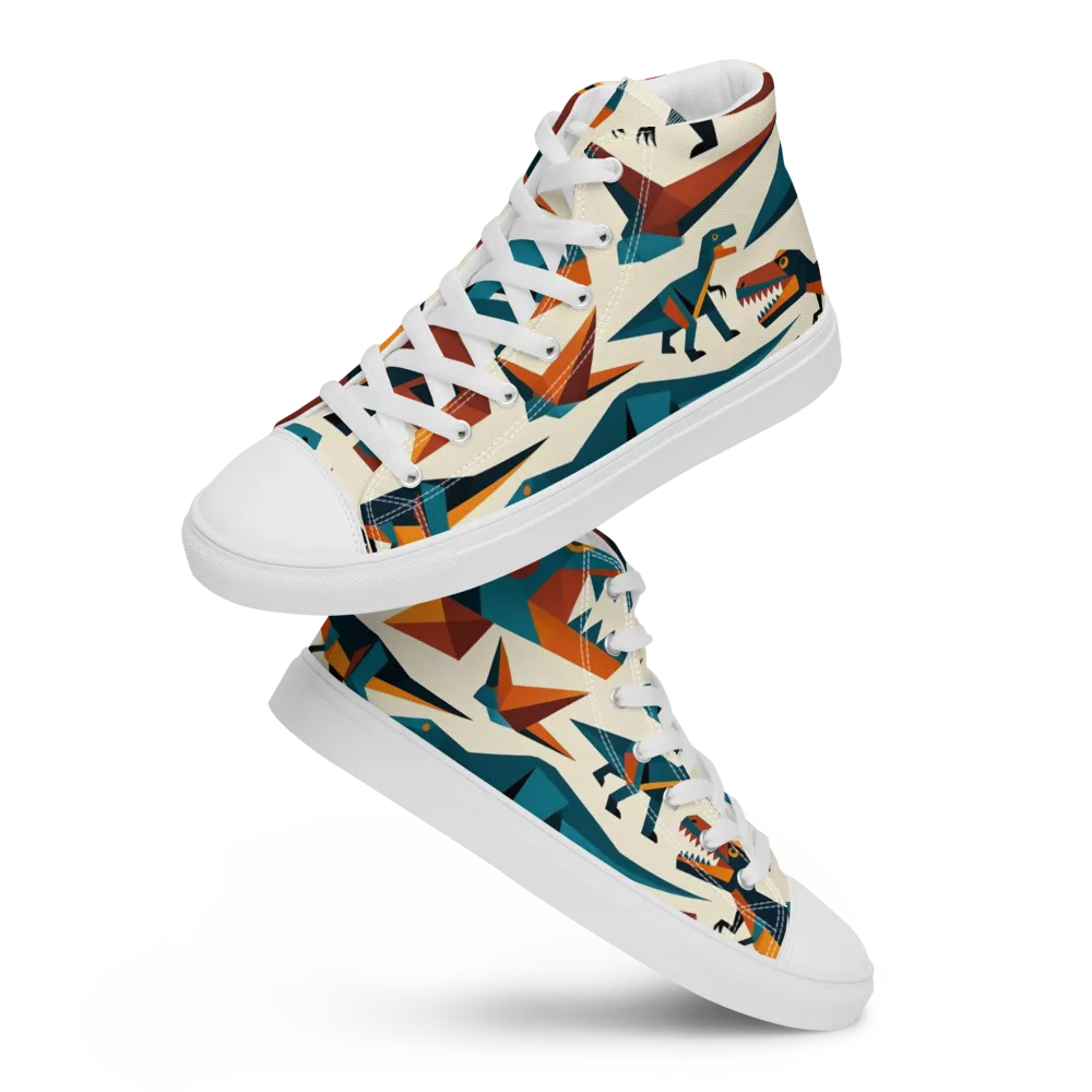 Dino Deco on Women's High Top Canvas Shoes — Front